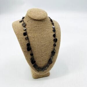 Dark Silver Hearts Long Necklace‎